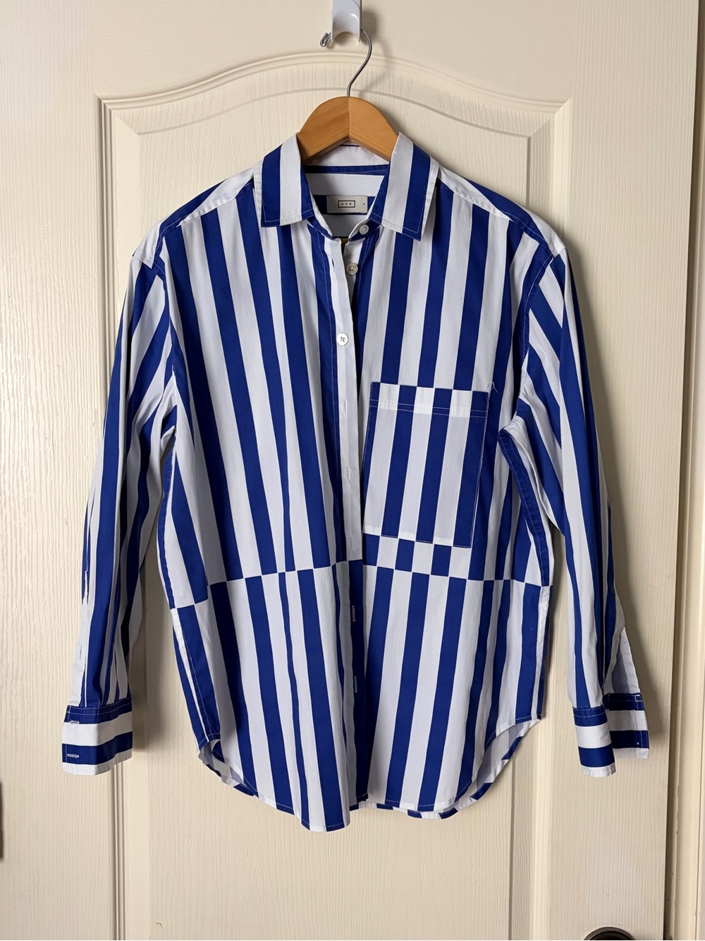 AYR The Deep End Button
Down Shirt Marais Blue Regatta
Stripe Cotton Top, Small - Picture 3 of 12